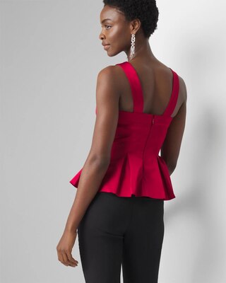 Satin Pleated Peplum Bustier | White House Black Market